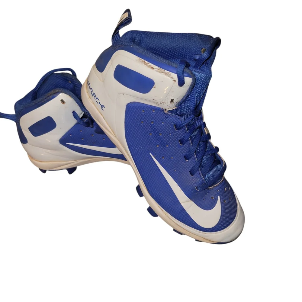 Nike Huaraches Pro Mid White Blue Football Cleats Size Youth 4.5